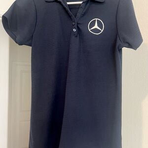 Women’s Mercedes-Benz Quarter Button-Up Navy Polo in Medium